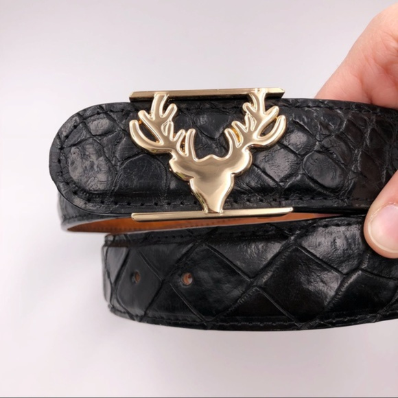 Taxidermy Black Genuine Florida Alligator Belt - Picture 2 of 6